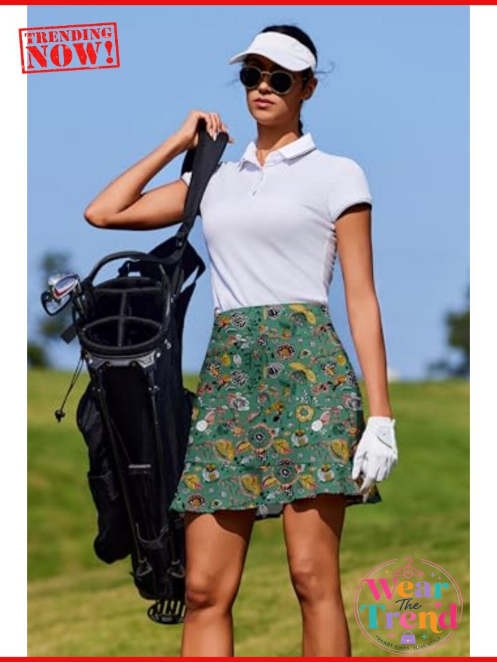 18" Ruffle Golf Skort High Rise Tummy Control UPF 50+ 6 Pockets - Picture 5 of 5